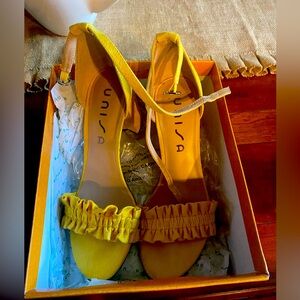 Yellow suede sandals